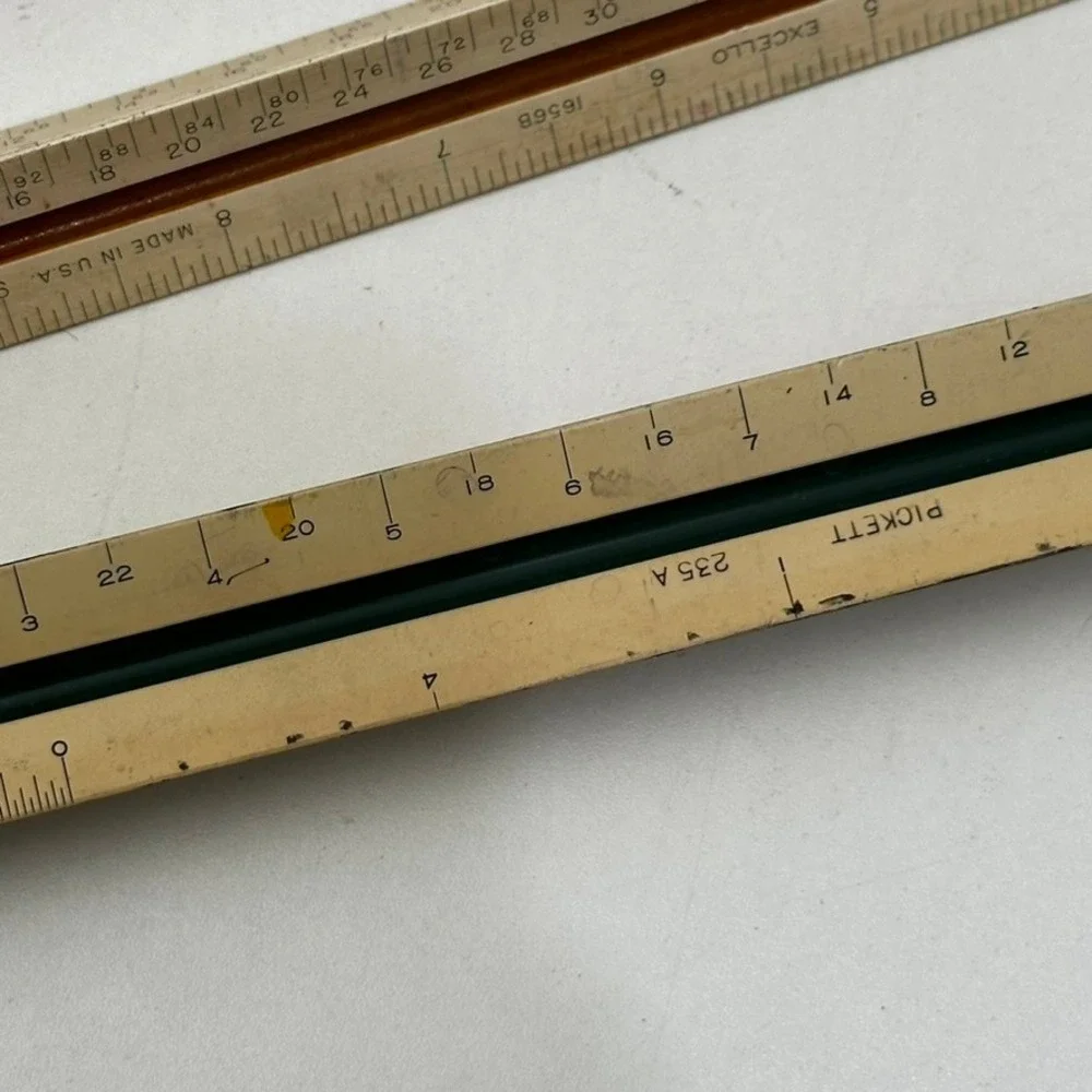 Vintage Pickett Dietzgen ExcelloTriangular Scale Ruler Lot of 3 Architects